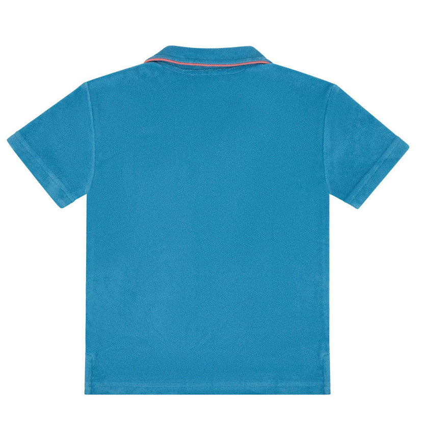 boys cerulean blue french terry polo
