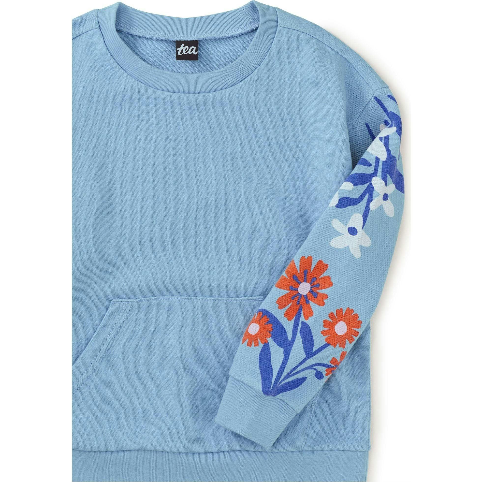 Floral Print Long Sleeve Kanga Popover, Blue