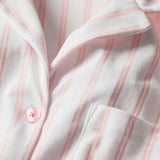 The Olivia Wide Leg Pima Pajama Set in Pink Stripe