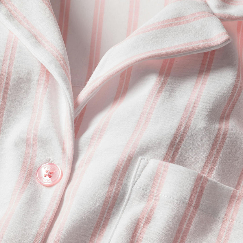 The Olivia Wide Leg Pima Pajama Set in Pink Stripe