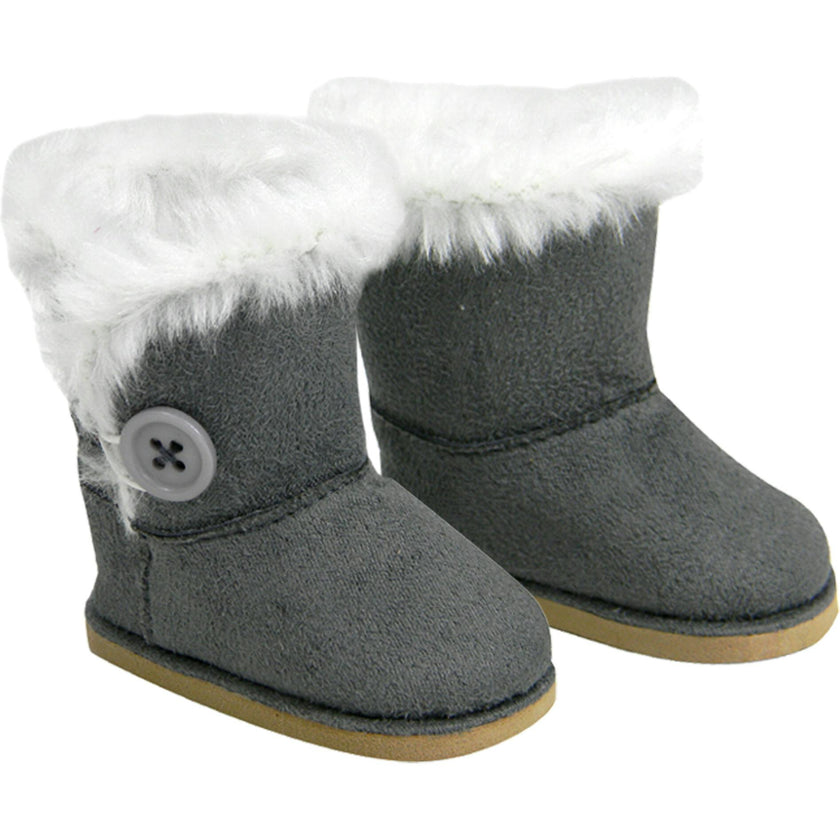 Sophia’s Set of 2 Mini Ewe Boots with Fleece Lining for 18” Dolls, Pink and Gray
