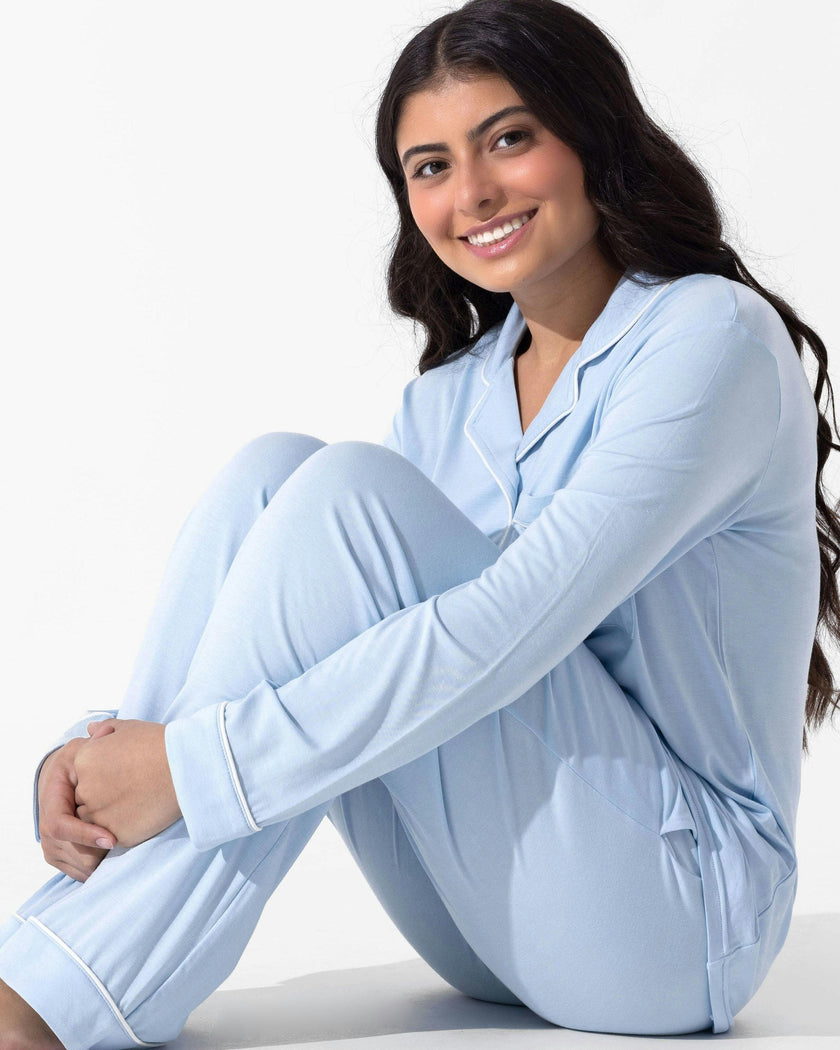 Sky Blue Bamboo Women's Pajama Set