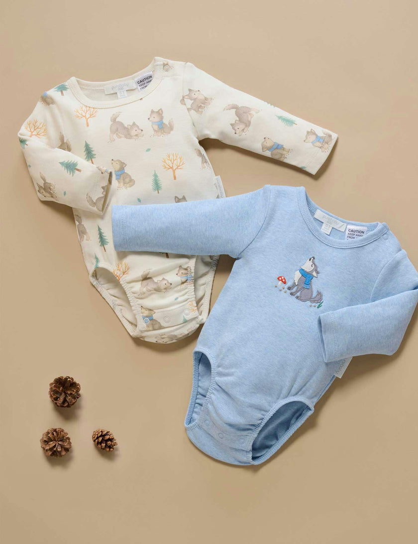 2 Pack Bodysuit Wolf Cub Print