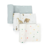 Cotton Muslin Swaddle Blanket 3 Pack - Party Animals