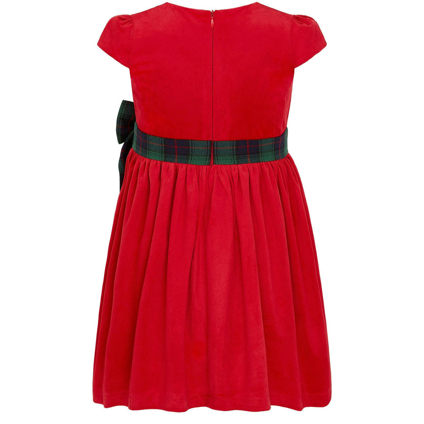 Jane Velvet & Plaid Bow Occasion Party Dress