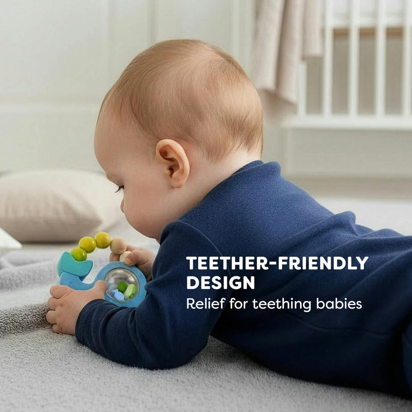 Whale Wooden Grasping Toy Rattle