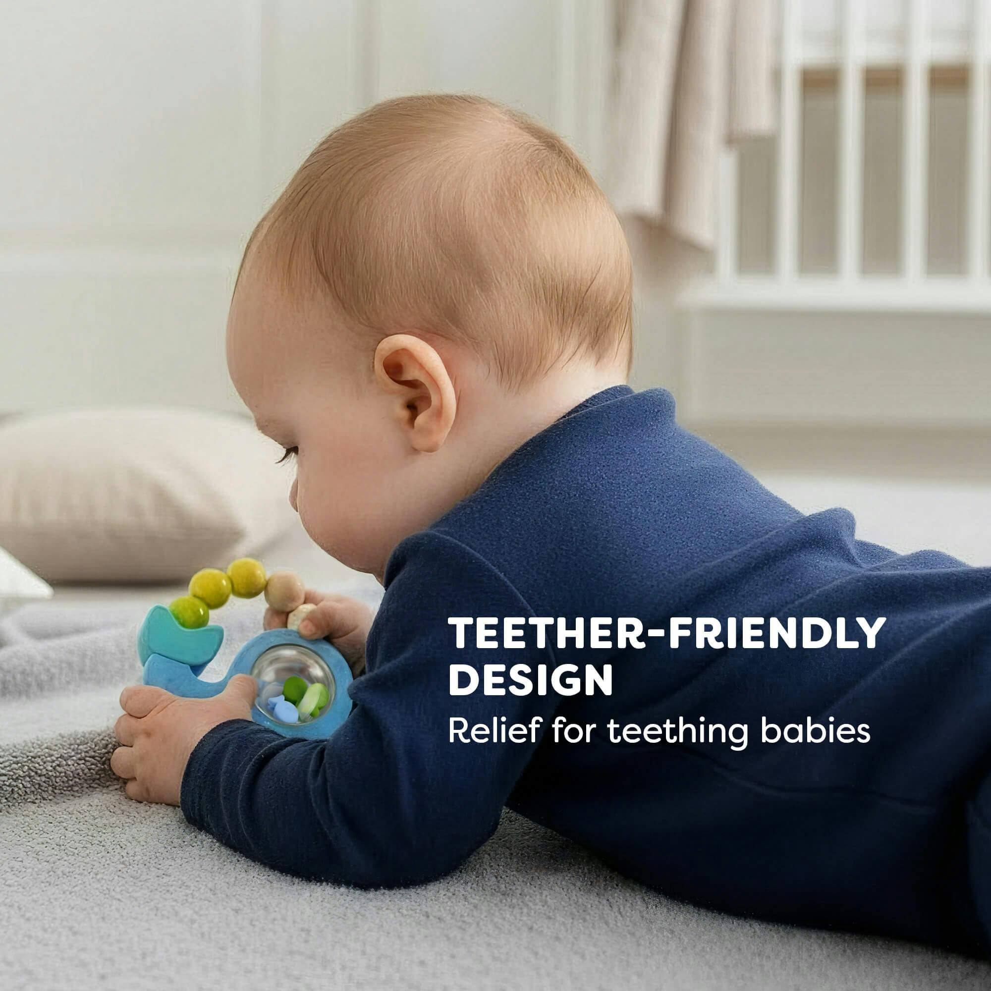 Whale Wooden Grasping Toy Rattle
