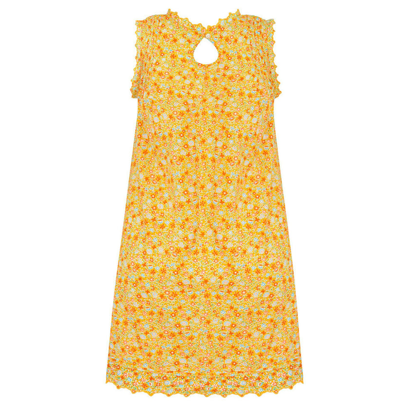 women's marigold floral pintuck dress