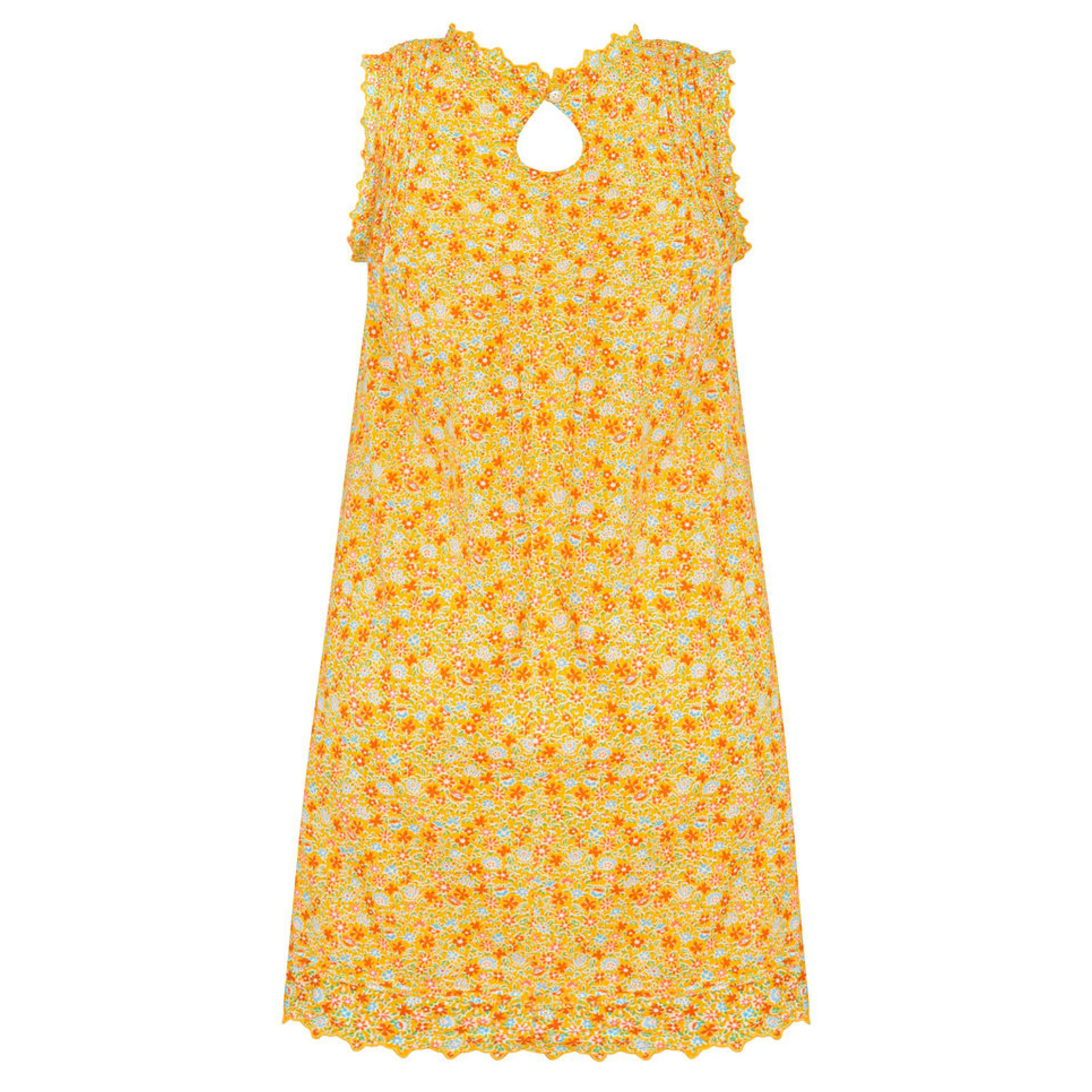 women's marigold floral pintuck dress