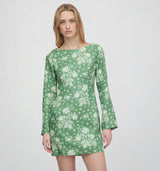 The Longsleeve Viola Dress - Green Delft Bouquet