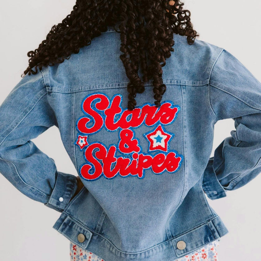 Stars and Stripes Patch Denim Jacket