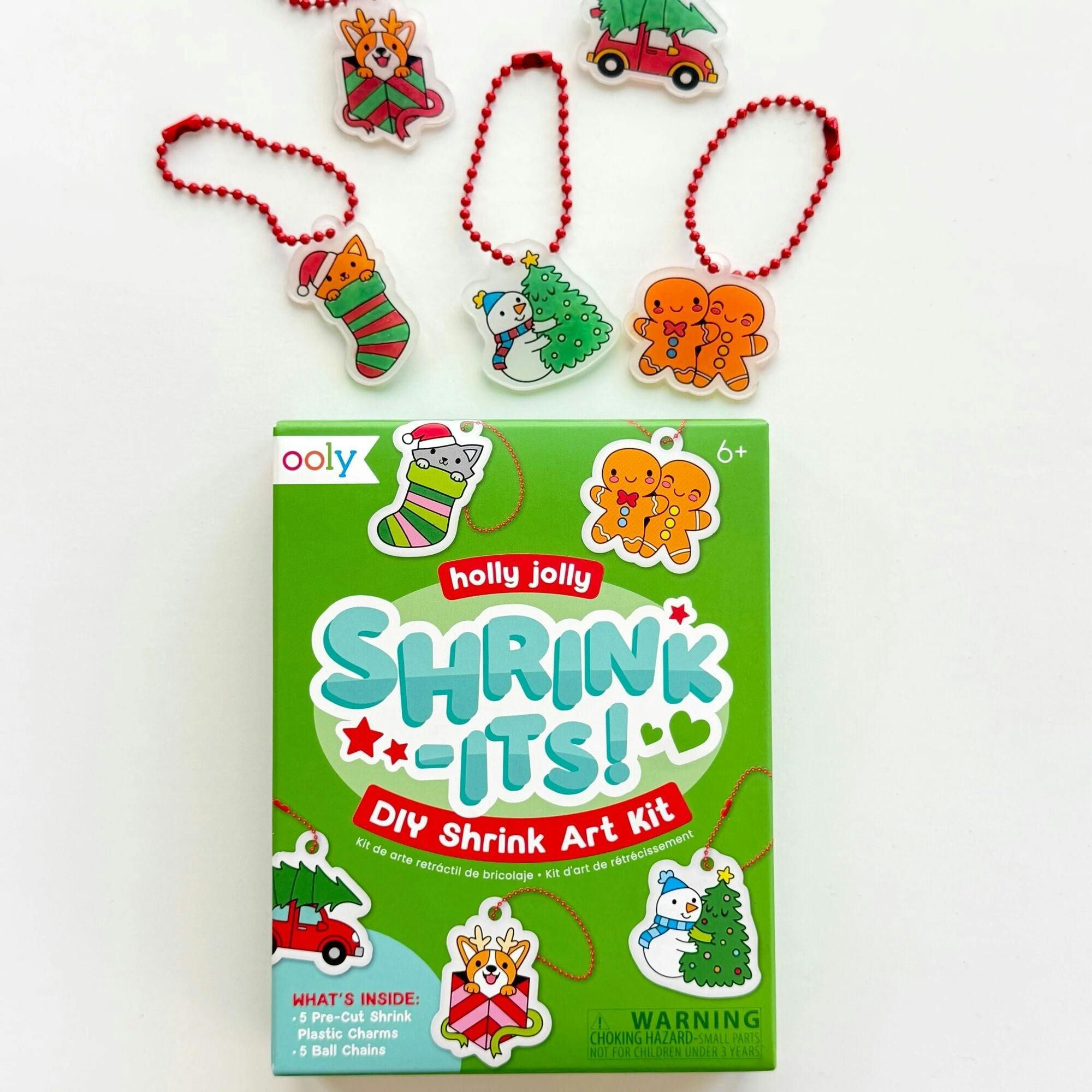 Shrink-Its! Mini DIY Shrink Art Kit - Holly Jolly - 5 Charms