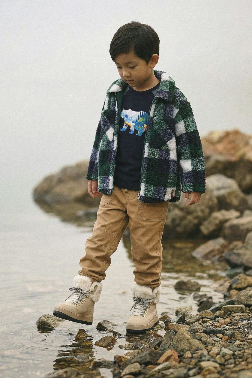 Zipped Overshirt Blue and Green Checks