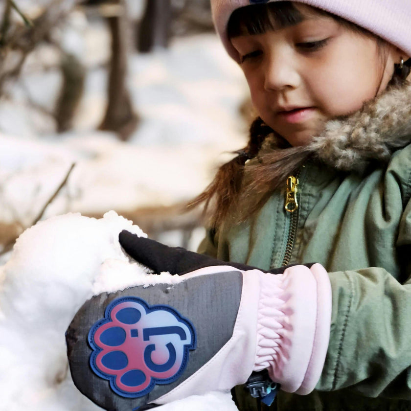 Magic Mittens: Waterproof Toddler Winter Mittens w/ Color Change Patch- Light Pink & Hot Pink