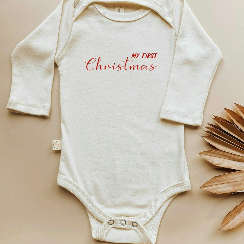 My First Christmas Organic Baby Bodysuit Long Sleeve