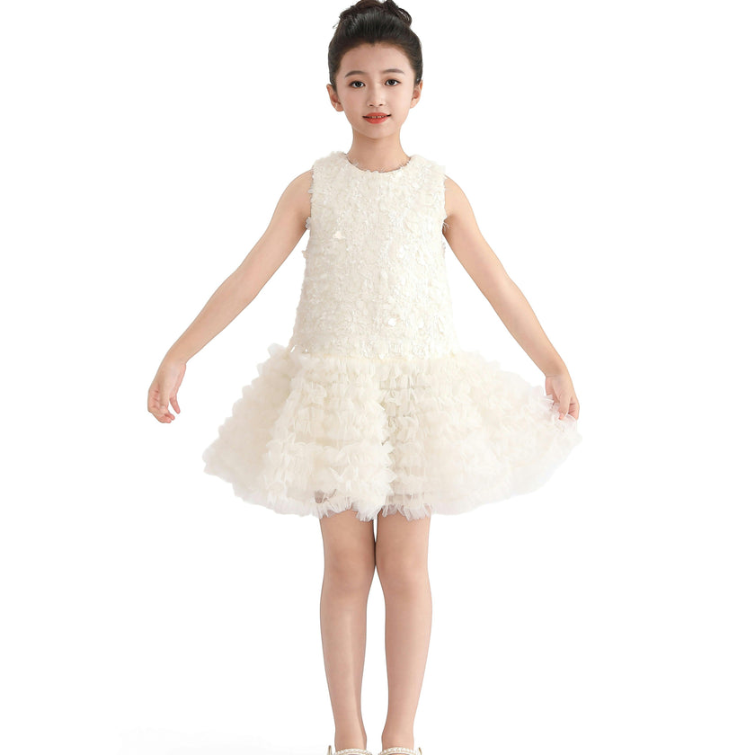Cream Whispered Petal Mini Dress