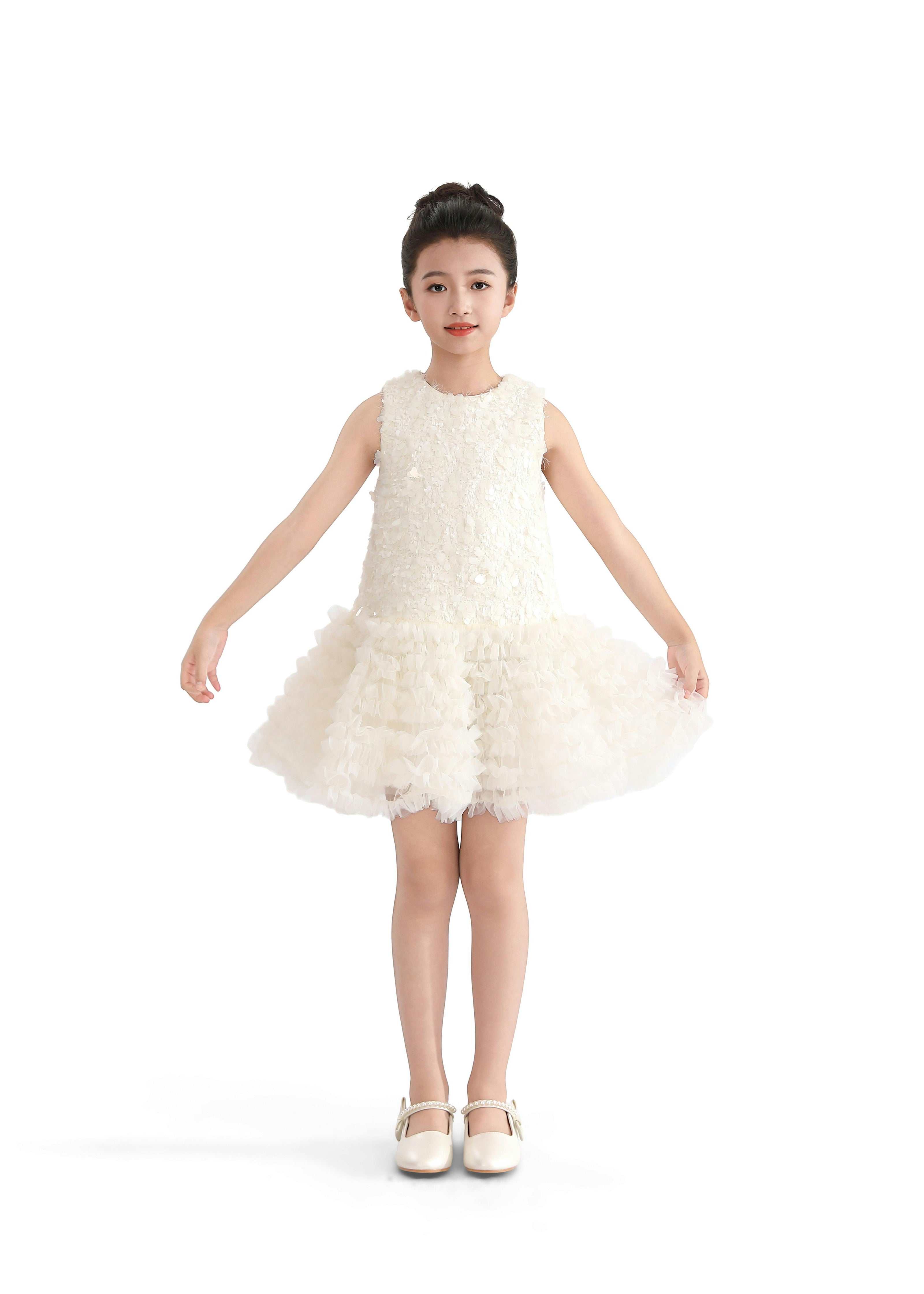 Cream Whispered Petal Mini Dress