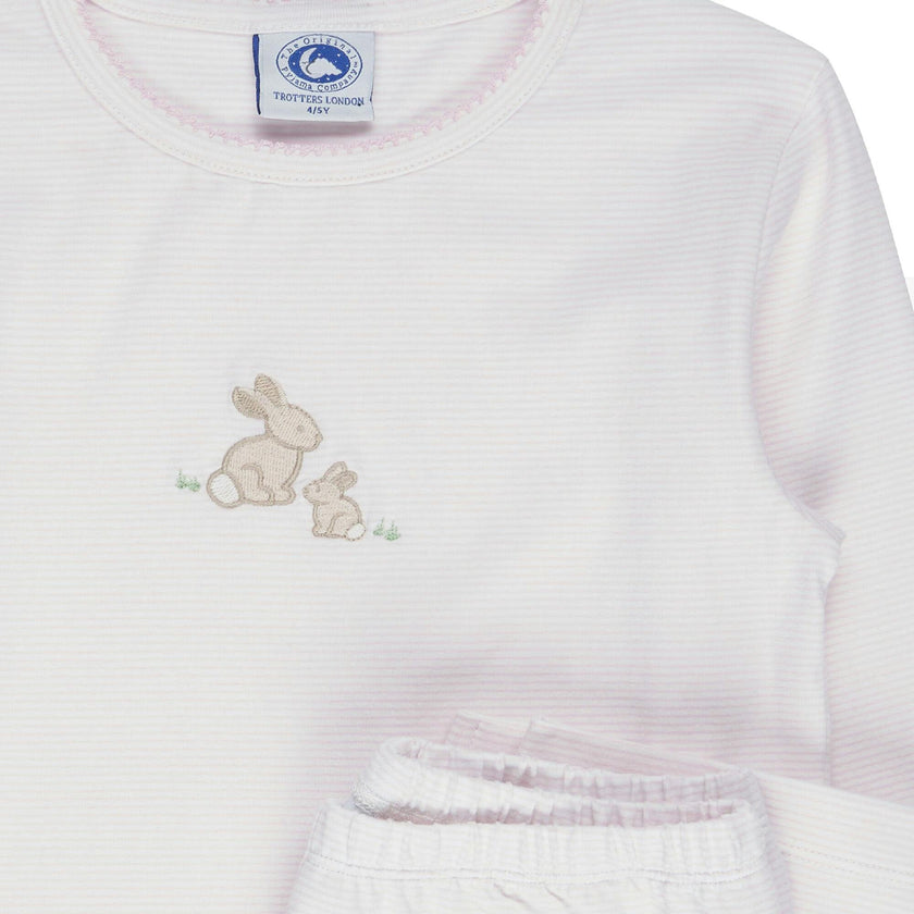 Stripy Bunny Embroidered Pajamas