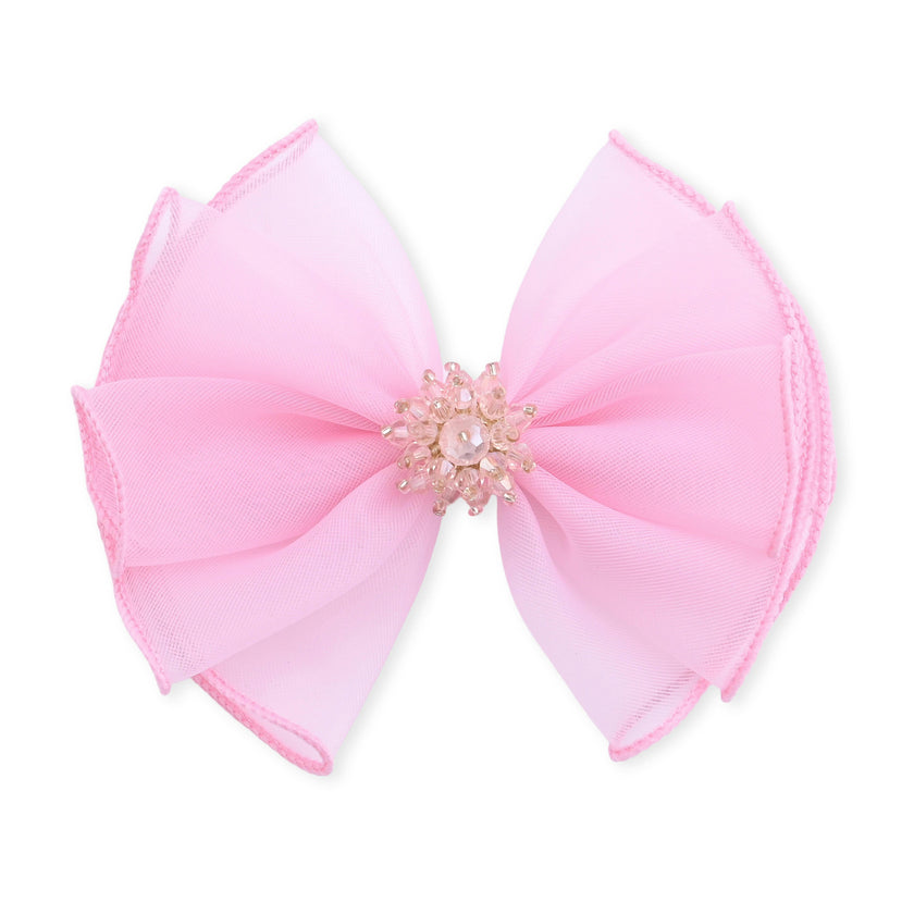Multicolor Pearl Cluster Bow Clip Set