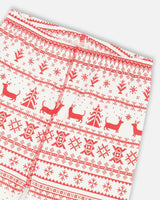 Organic Cotton Two-Piece Pajama Set Red and White Fairisle