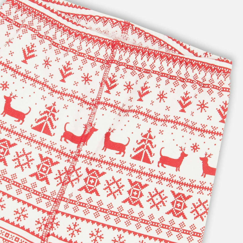 Organic Cotton Two-Piece Pajamas Red And White Fairisle