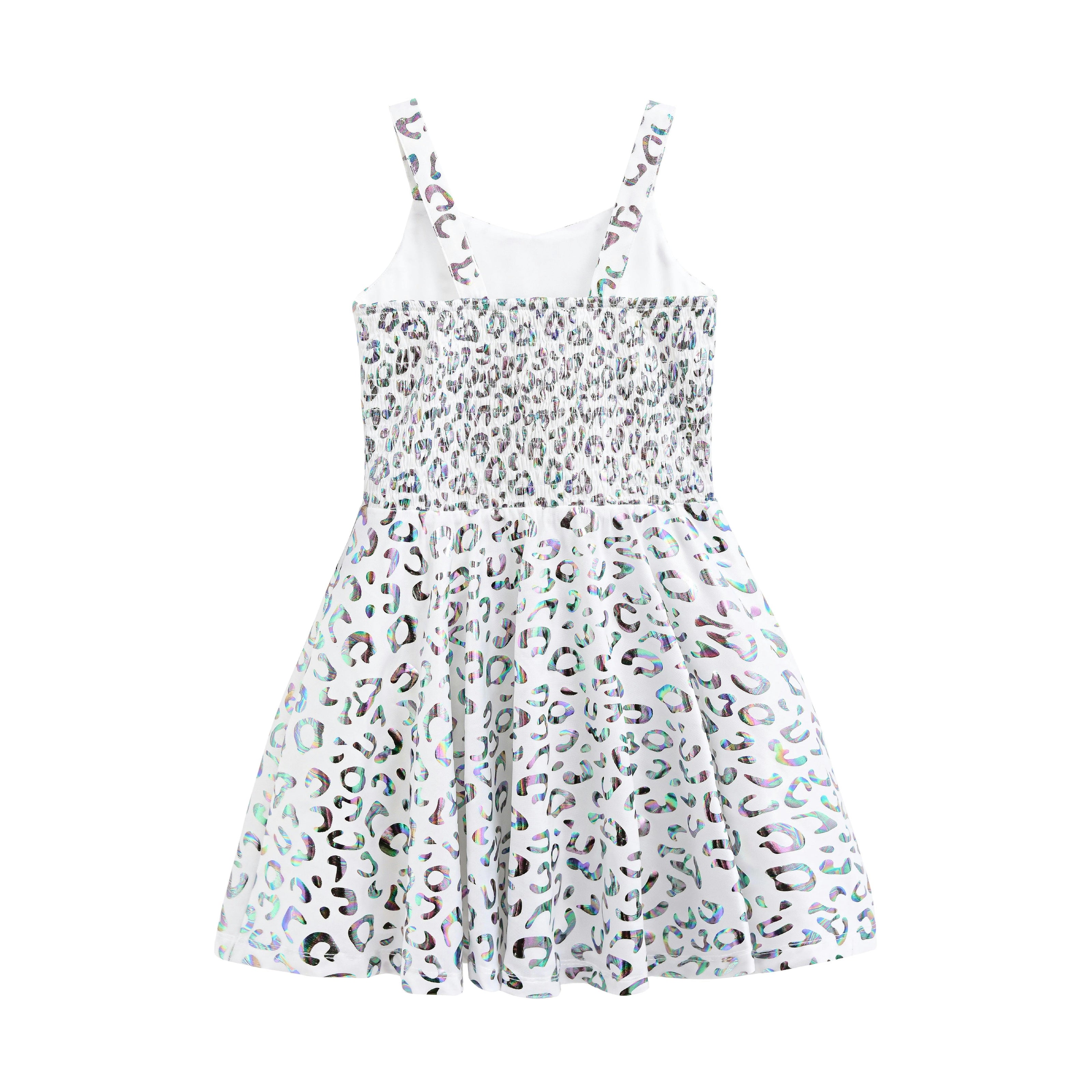 White Arlisse Holographic Leopard Dress