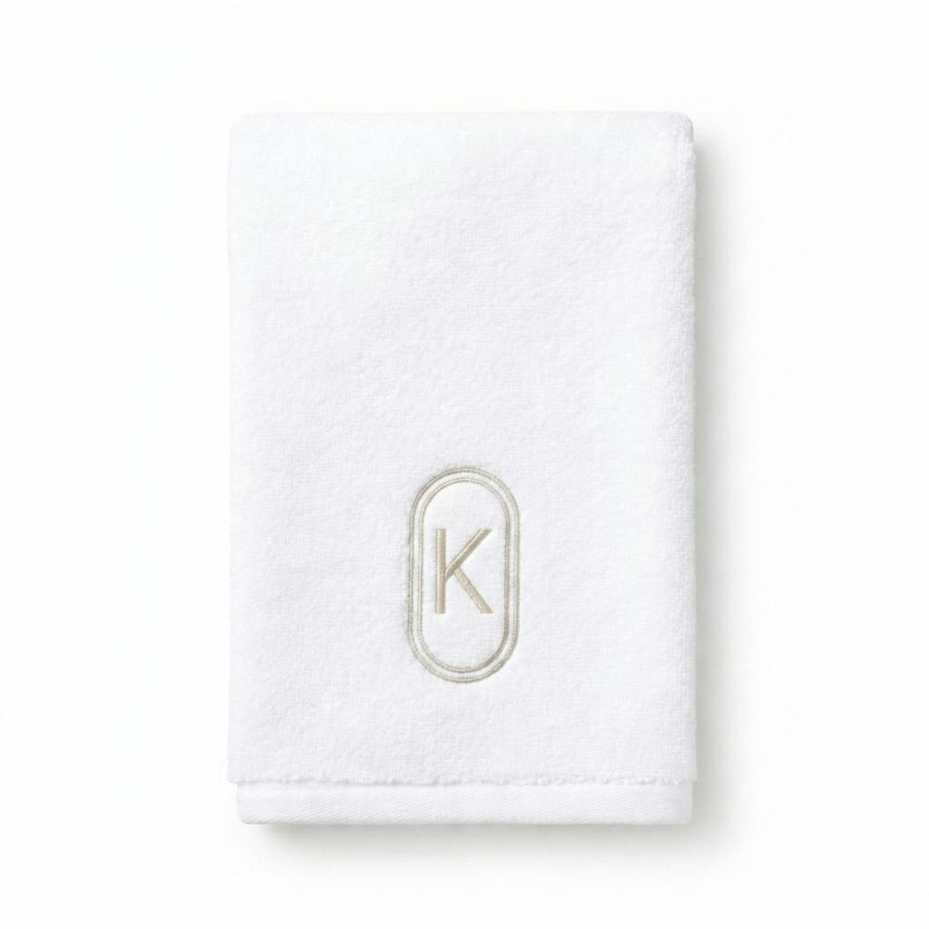 DH Oval Monogram Embroidered Fingertip Towel
