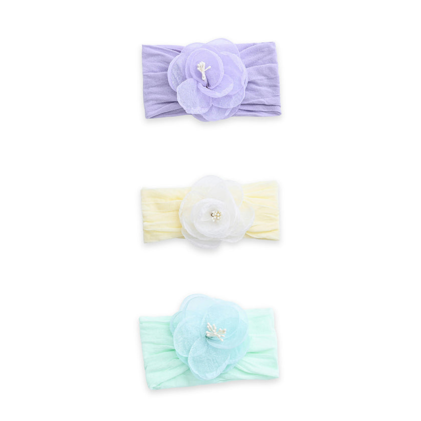 Multicolor Elastic Flower Headband Set