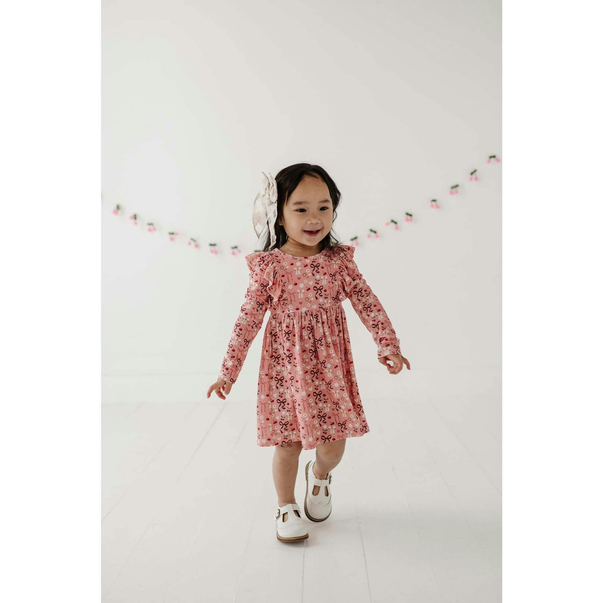 Girl's Long Sleeve Ruffle Dress