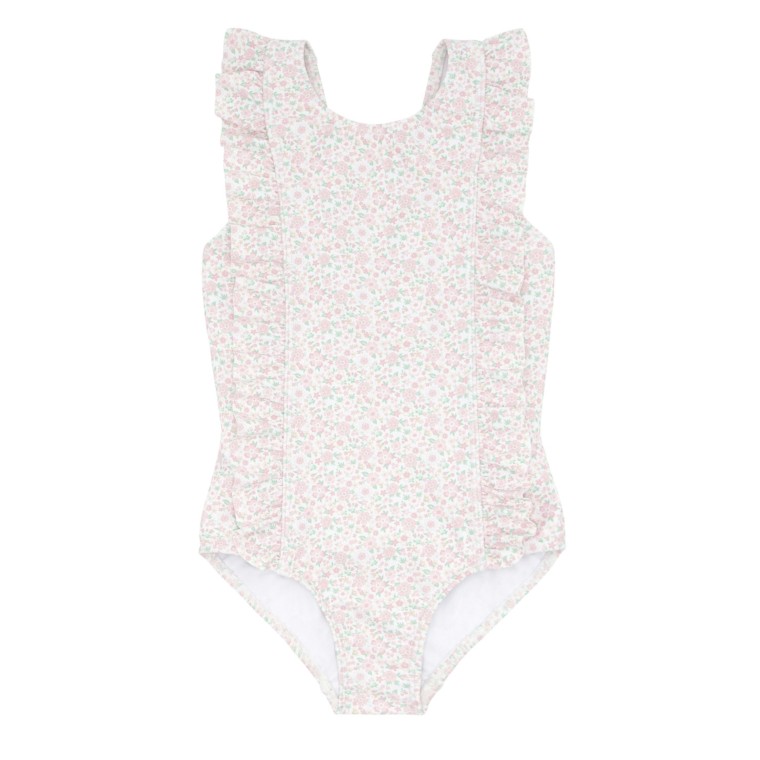 girls antique floral ruffle one piece