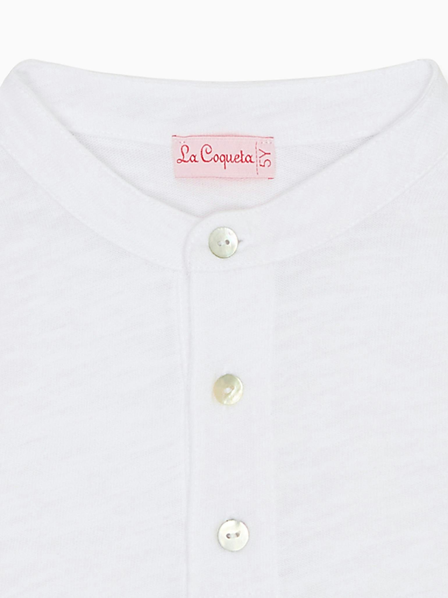 White Marco Boy Long Sleeve Polo Shirt