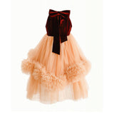 Peach Tulle Pom-Pom Dress