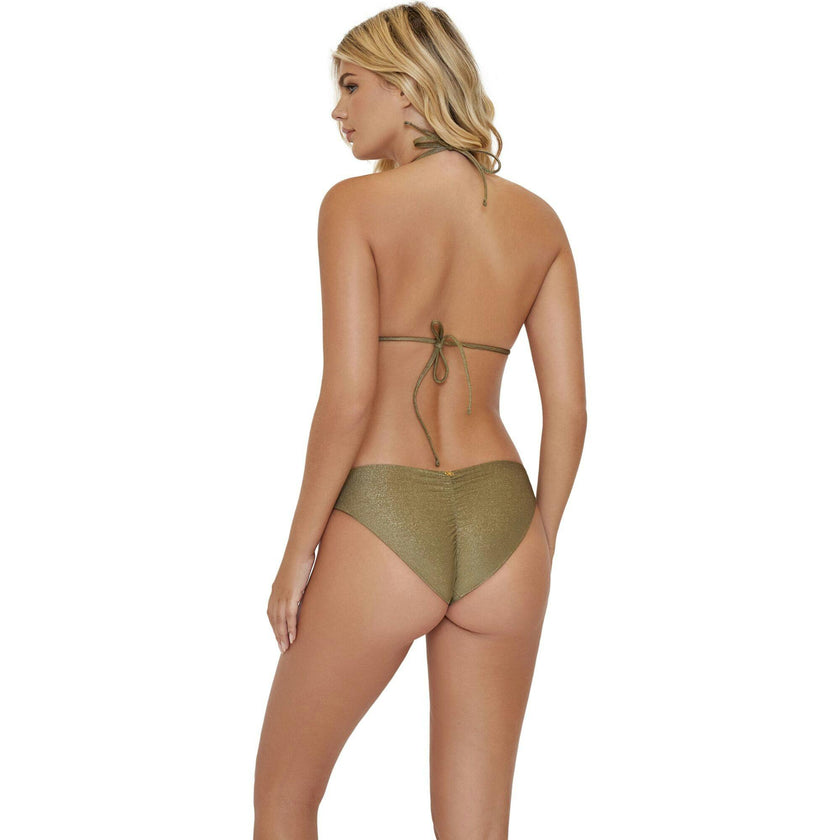 Women'S Euphoria Basic Ruched Swisuit Bottoms, Metallic