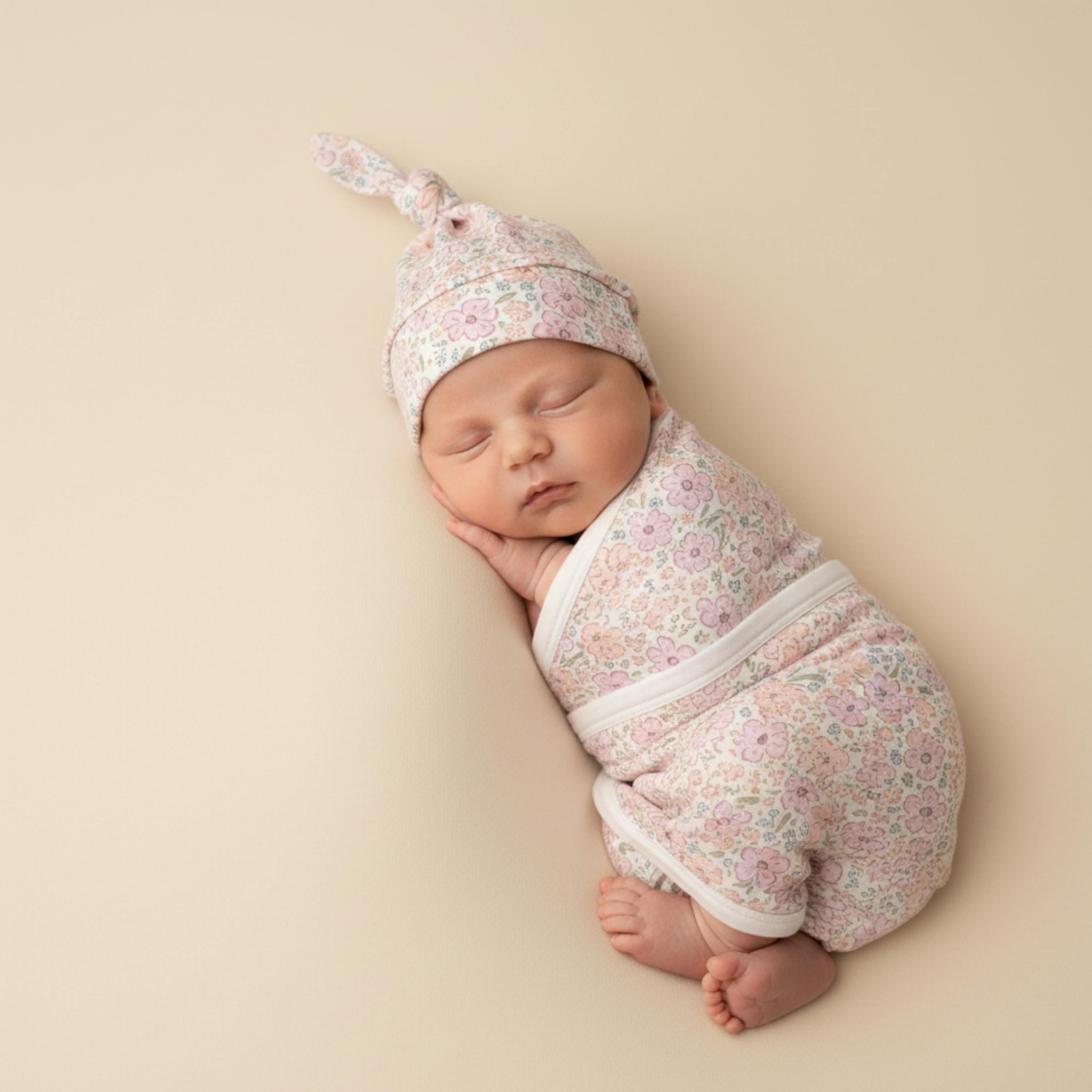 Organic Swaddle Blanket & Hat Set