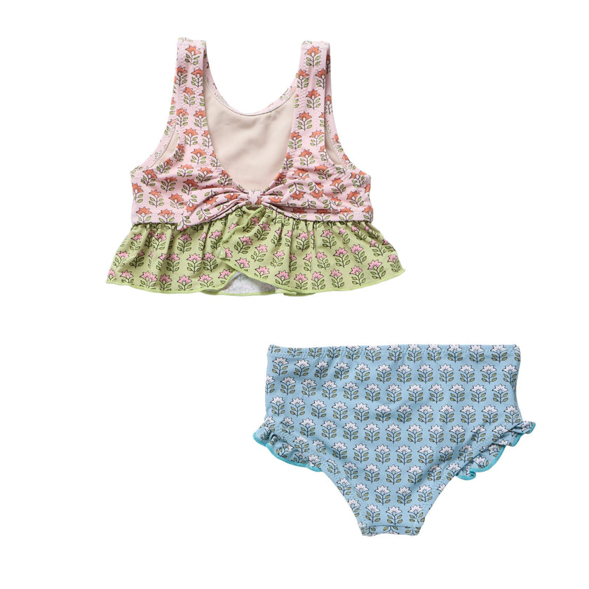 Girls Palmer Tankini - Multi Prairie Block Print
