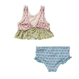 Girls Palmer Tankini - Multi Prairie Block Print
