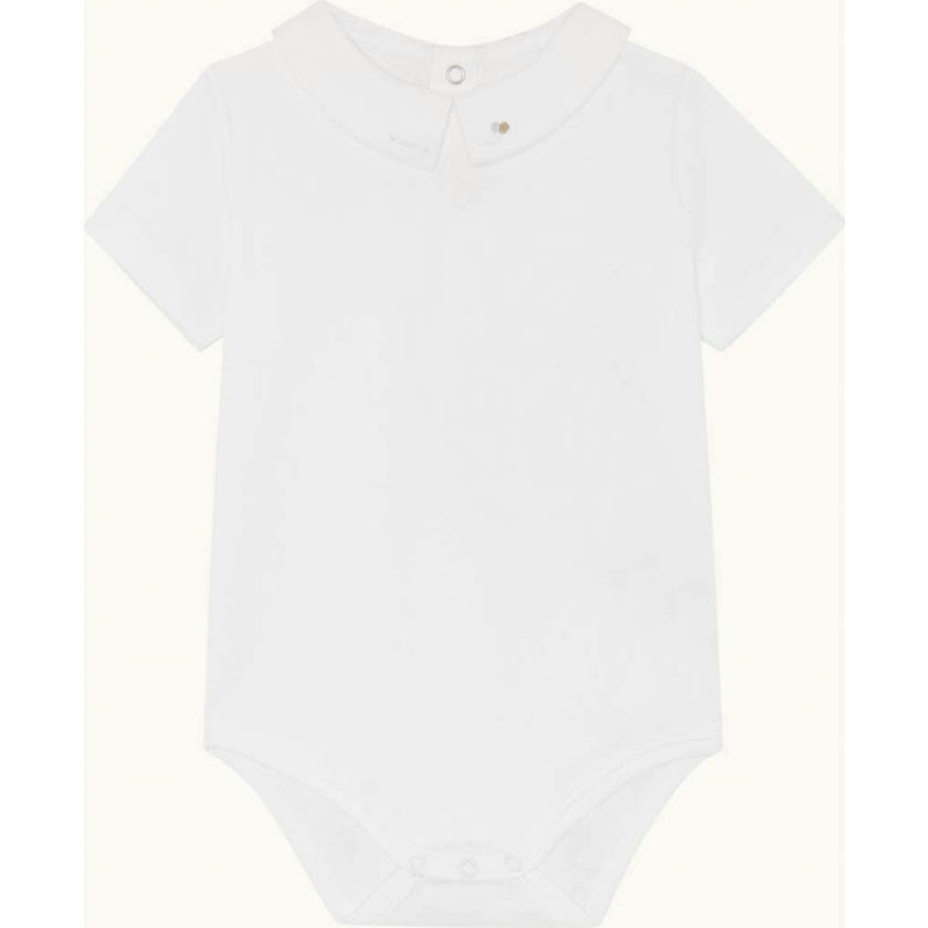 Aubrey Race Car Embroidered Collar Short Sleeve Onesie