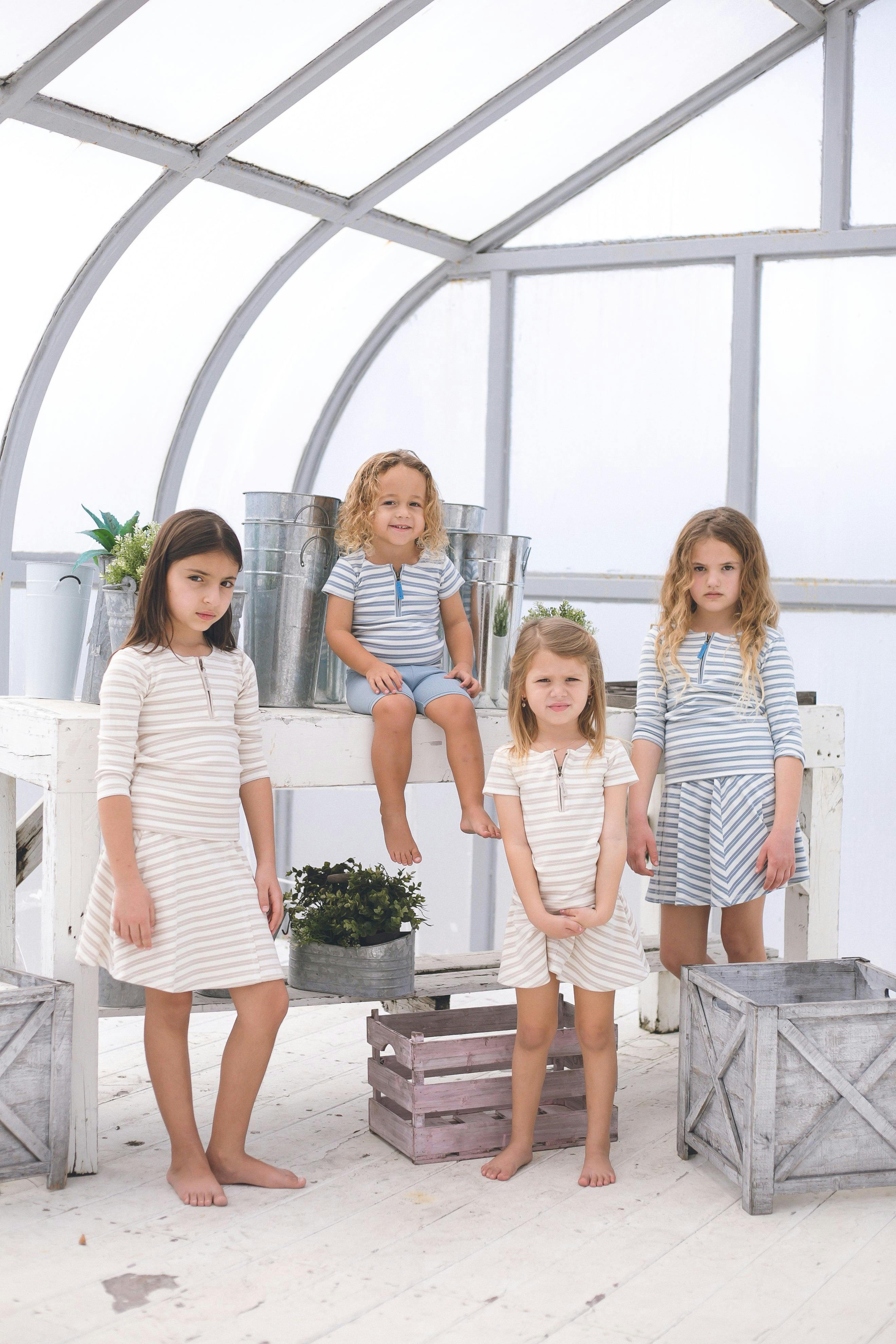 Horizontal Striped A-Line Short Skirt