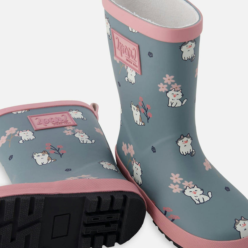 Rain Boots In Natural Rubber Green Print