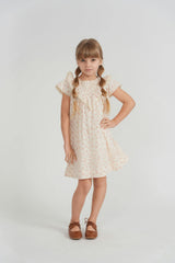 Printed V Shape Yoke Jumper Dress
