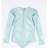 St Barth Glitter Aqua Rash Guard One Piece, Blue