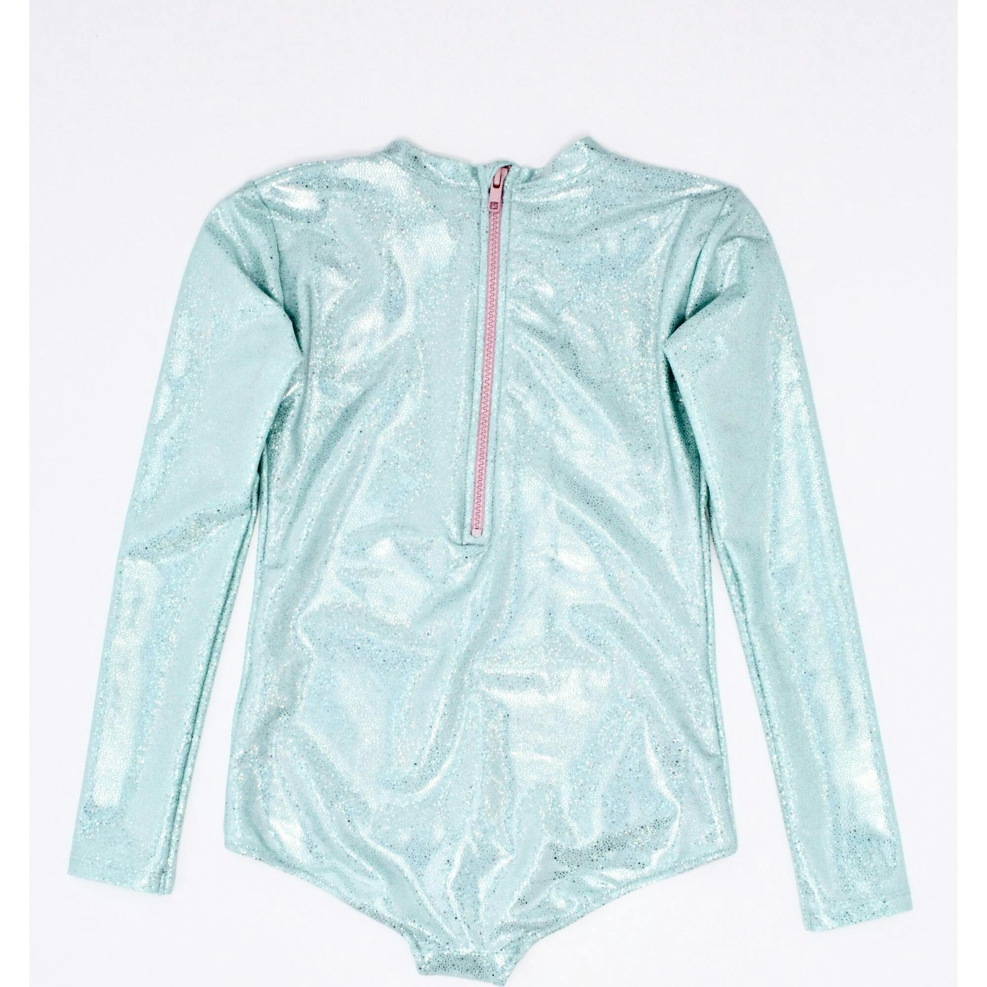 St Barth Glitter Aqua Rash Guard One Piece, Blue