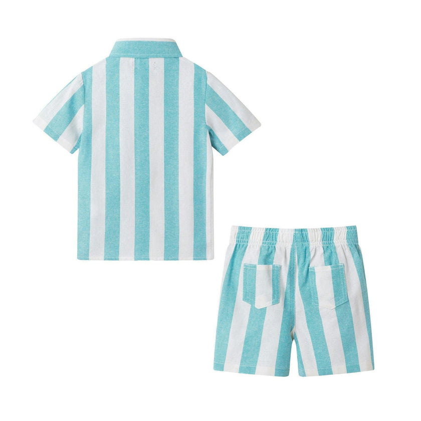 Infant Boys Airy Oxford Set | Green Stripe