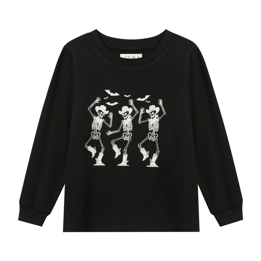 CHEROKEE Dancing Cowboy Skeleton Printed Glow in the dark Tee