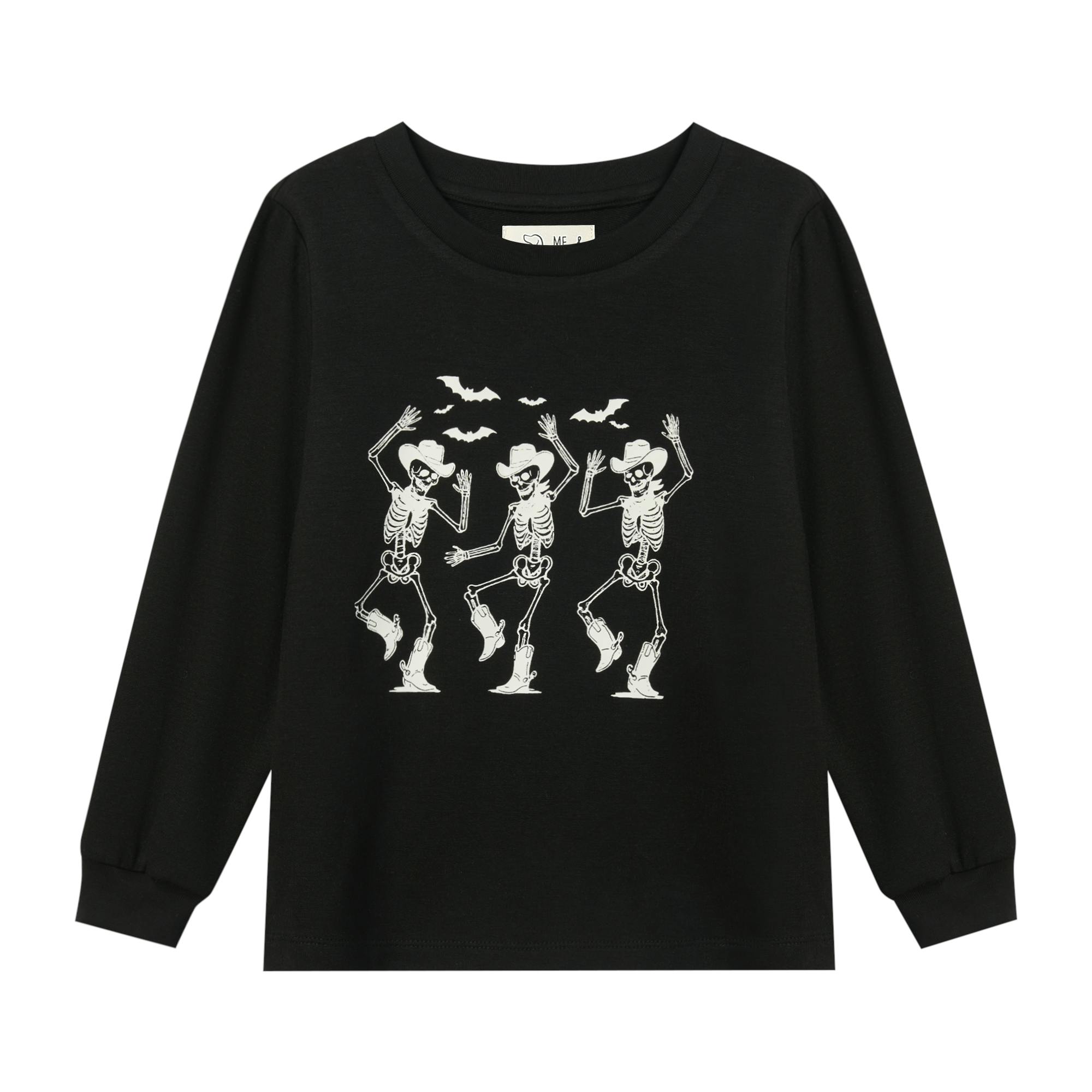 CHEROKEE Dancing Cowboy Skeleton Printed Glow in the dark Tee