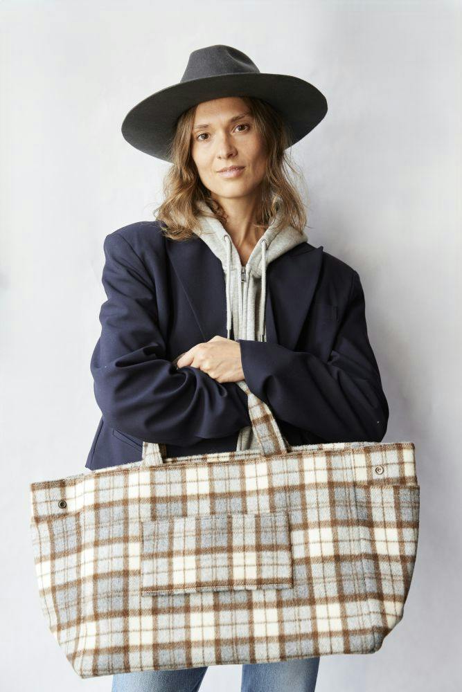 Plaid Airplane Tote