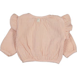 Gauze Long Sleeve Blouse with Ruffled Shoulders