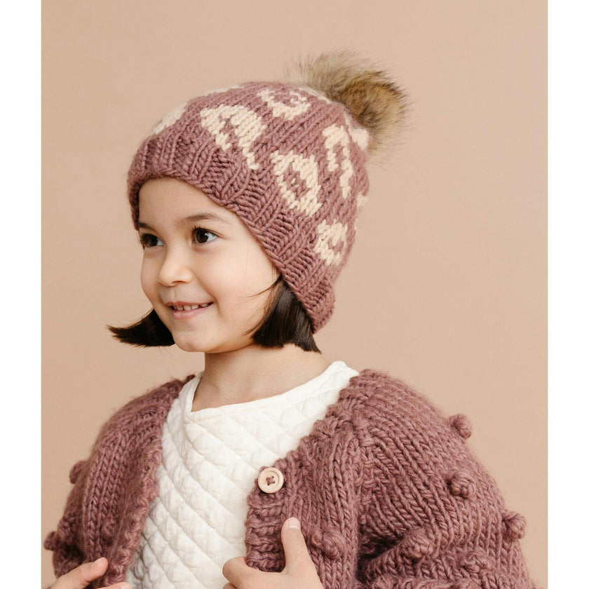 Cheetah Hat - Mauve/Latte