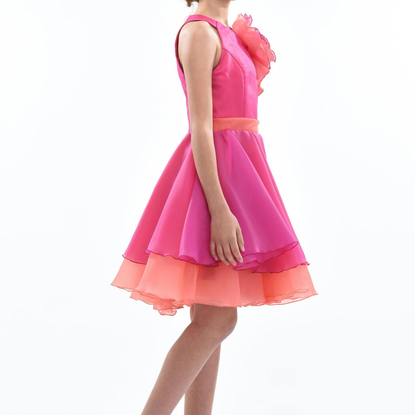 Fuchsia Estancia Halter Organza Dress