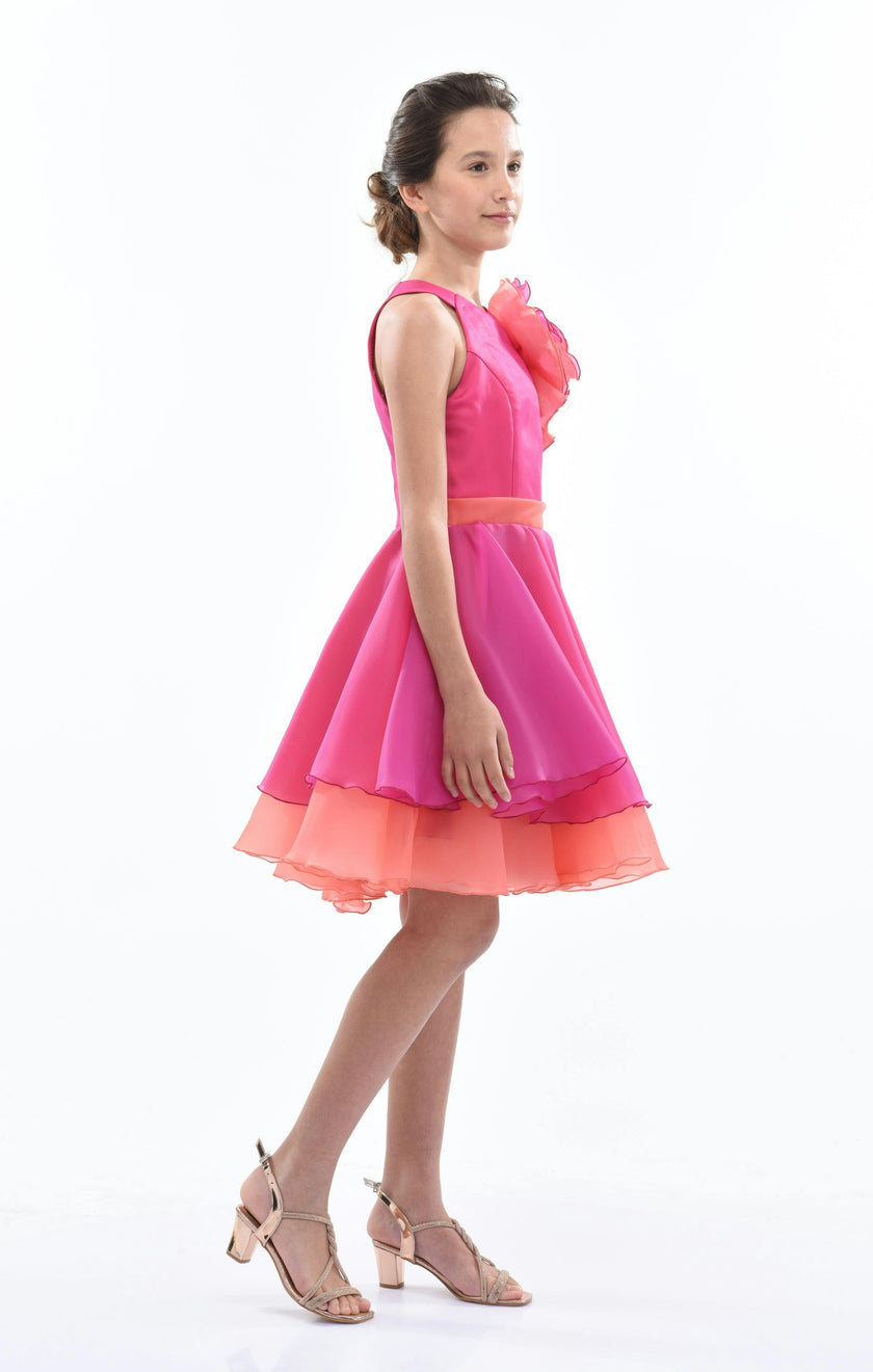 Fuchsia Estancia Halter Organza Dress